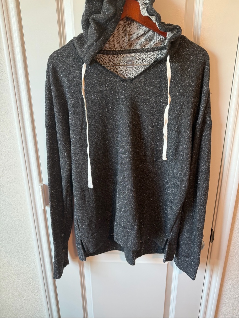 ⚡️Aerie Charcoal Hooded Sweater - Comfortable V-Neck Pullover